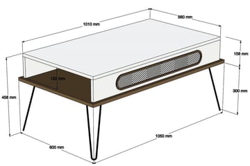 Hovdane Soffbord 105 cm med Förvaring Hylla Triangelmönster - Brun - Möbler - Bord & matgrupper - Soffbord