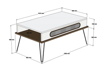 Hovdane Soffbord 105 cm med Förvaring Hylla Triangelmönster - Ljusbrun - Möbler - Bord & matgrupper - Soffbord