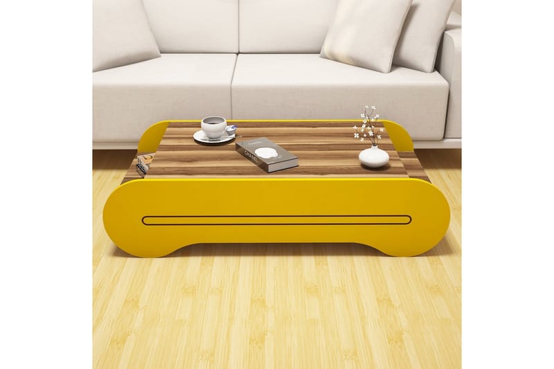 Hovdane Soffbord 120 cm med Förvaring Hylla - Brun/Gul - Möbler - Bord & matgrupper - Soffbord