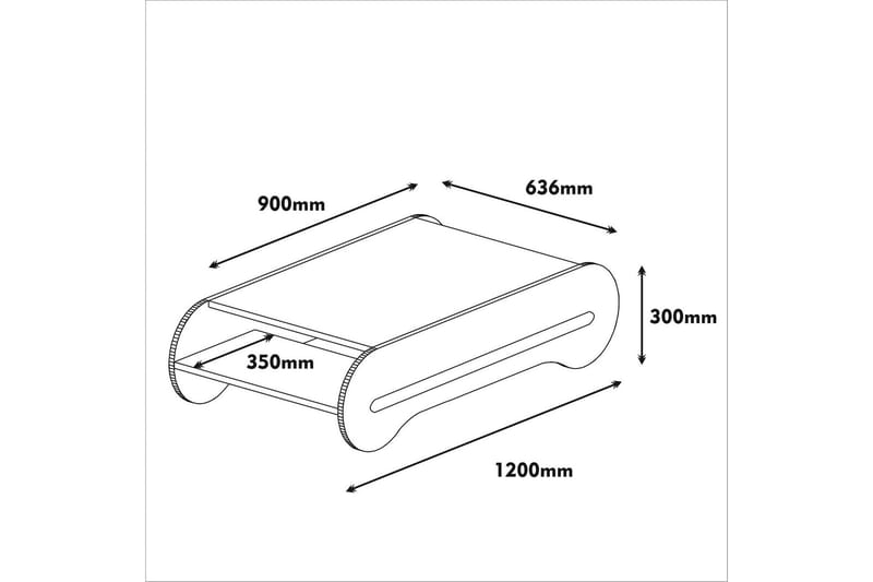 Hovdane Soffbord 120 cm med Förvaring Hylla - Brun/Gul - Soffbord