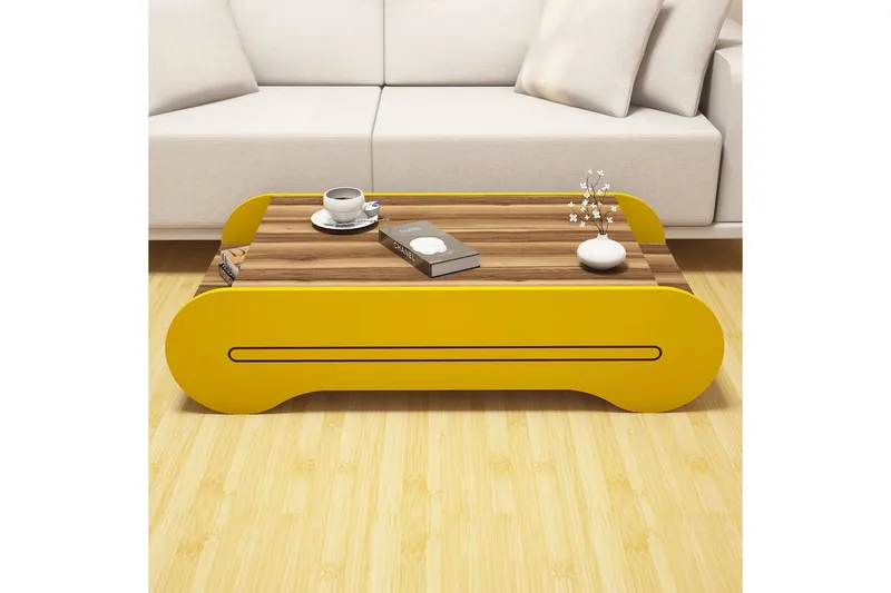 Hovdane Soffbord 120 cm med Förvaring Hylla - Brun/Gul - Möbler - Bord & matgrupper - Soffbord