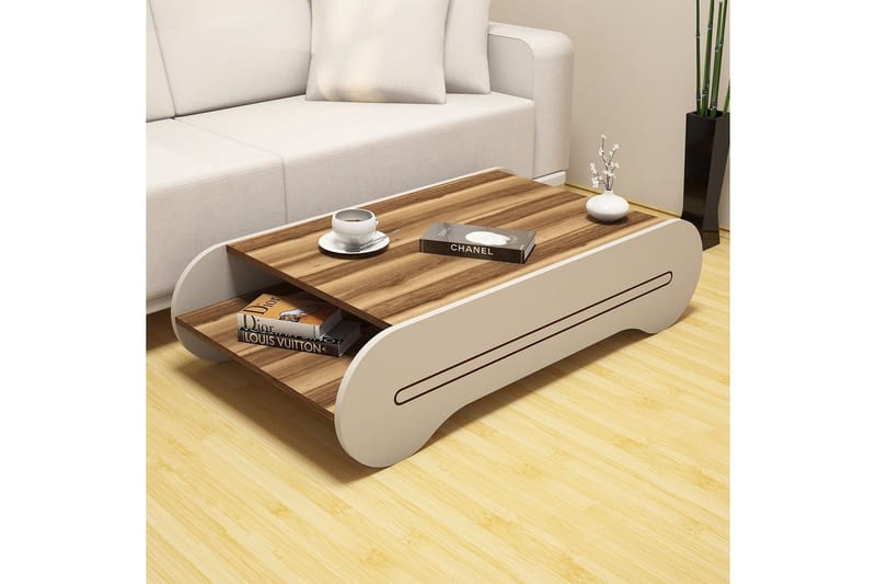 Hovdane Soffbord 120 cm med Förvaring Hylla - Brun/Krämvit - Möbler - Bord & matgrupper - Soffbord