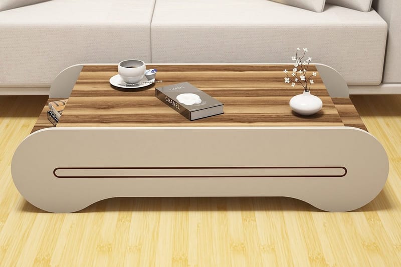 Hovdane Soffbord 120 cm med Förvaring Hylla - Brun/Krämvit - Möbler - Bord & matgrupper - Soffbord