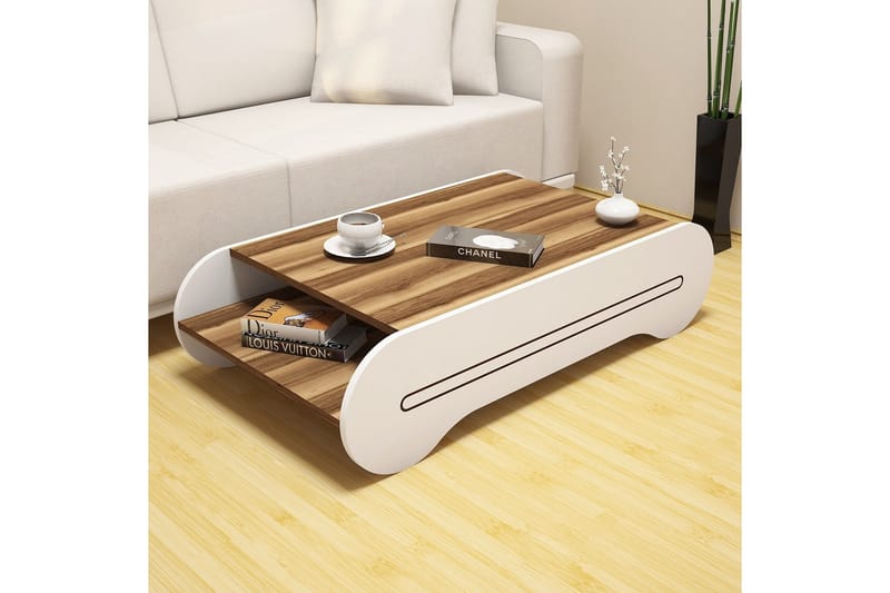 Hovdane Soffbord 120 cm med Förvaring Hylla - Brun/Vit - Möbler - Bord & matgrupper - Soffbord