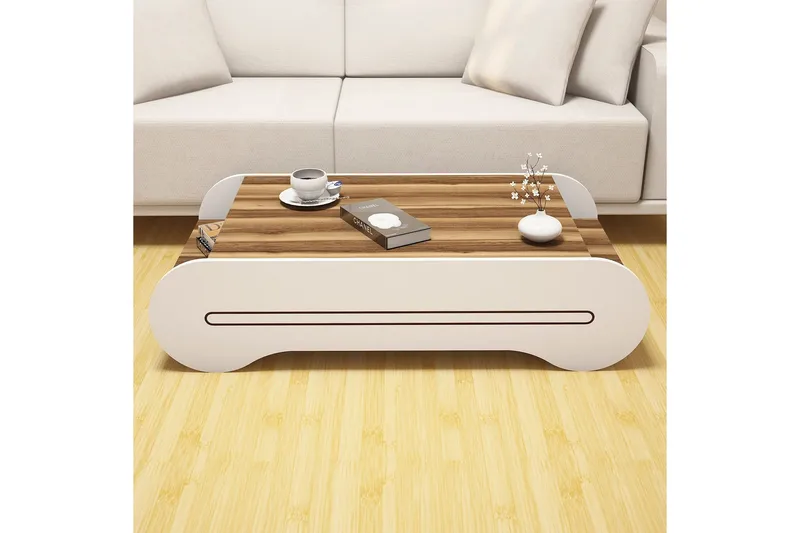Hovdane Soffbord 120 cm med Förvaring Hylla - Brun/Vit - Möbler - Bord & matgrupper - Soffbord