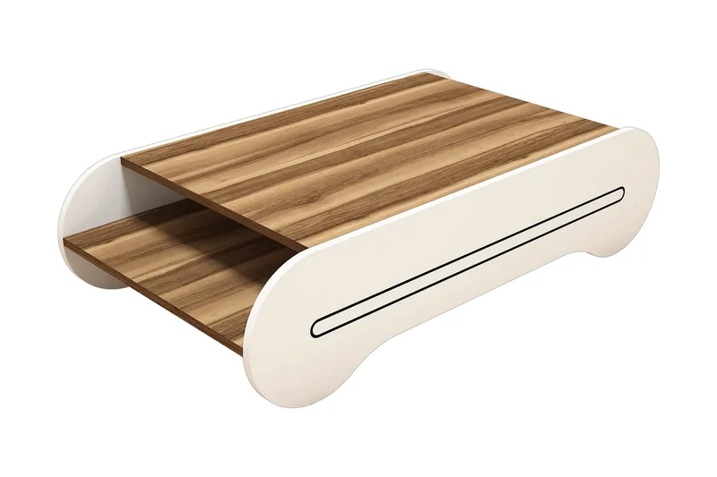 Hovdane Soffbord 120 cm med Förvaring Hylla, Brun/Vit