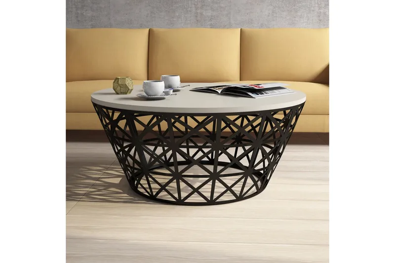 Hovdane Soffbord 90 cm Runt Avsmalnande - Krämvit/Svart - Möbler - Bord & matgrupper - Soffbord