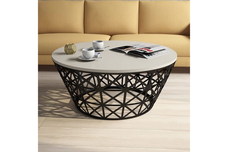 Hovdane Soffbord 90 cm Runt Avsmalnande - Krämvit/Svart - Möbler - Bord & matgrupper - Soffbord