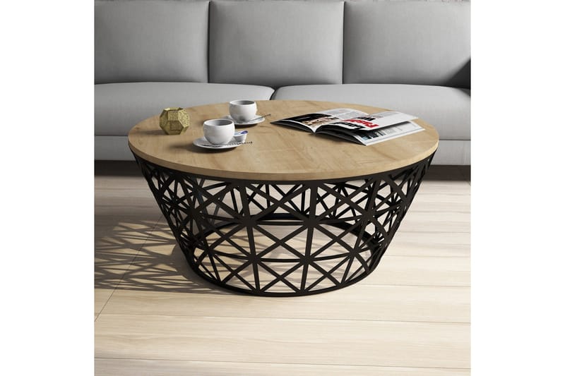 Hovdane Soffbord 90 cm Runt Avsmalnande - Ljusbrun/Svart - Möbler - Bord & matgrupper - Soffbord