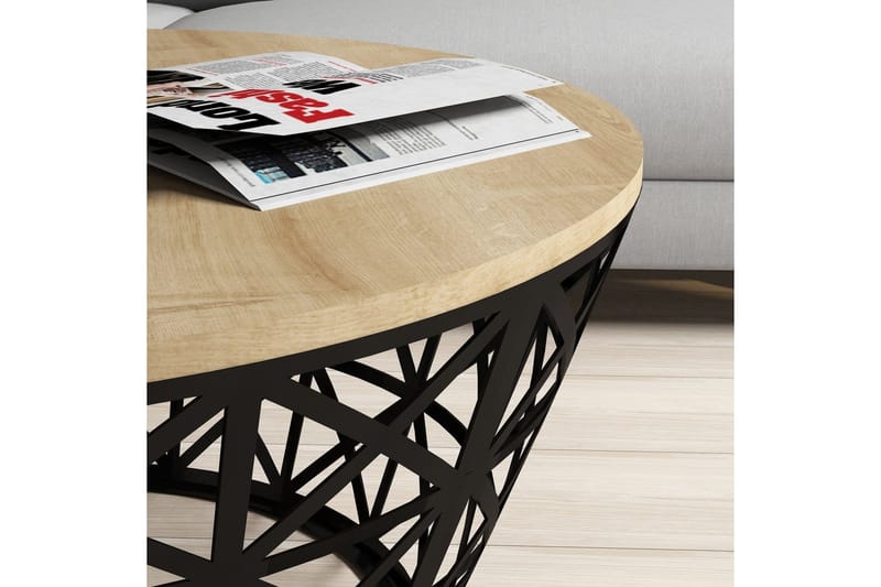 Hovdane Soffbord 90 cm Runt Avsmalnande - Ljusbrun/Svart - Möbler - Bord & matgrupper - Soffbord
