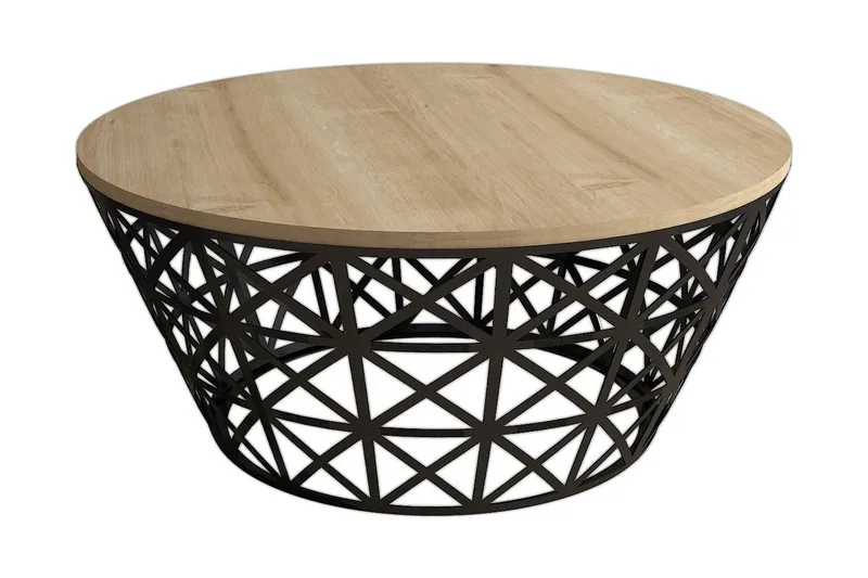 Hovdane Soffbord 90 cm Runt Avsmalnande, Ljusbrun/Svart