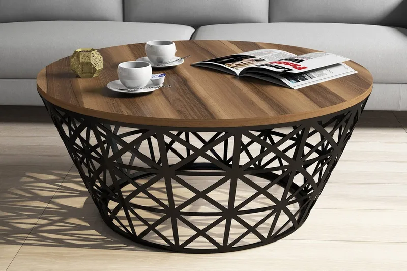 Hovdane Soffbord 90 cm Runt Avsmalnande - Valnötsbrun/Svart - Möbler - Bord & matgrupper - Soffbord