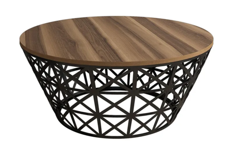 Hovdane Soffbord 90 cm Runt Avsmalnande, Valnötsbrun/Svart