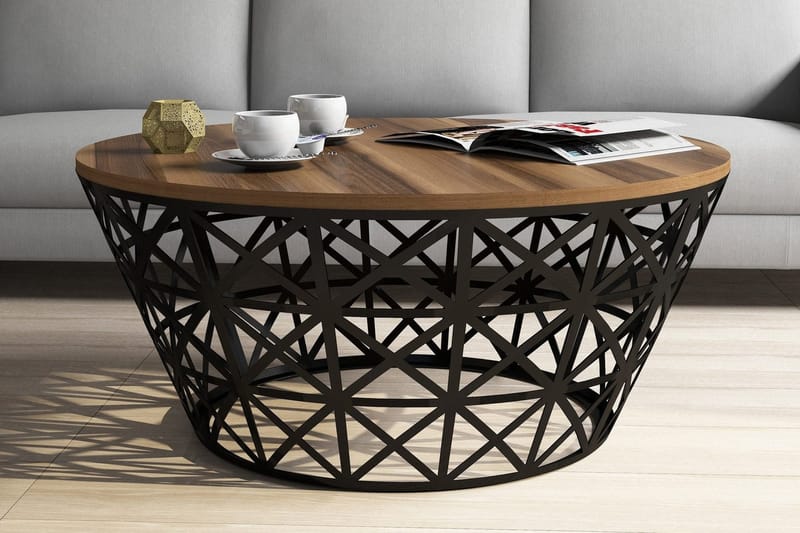 Hovdane Soffbord 90 cm Runt Avsmalnande - Valnötsbrun/Svart - Möbler - Bord & matgrupper - Soffbord