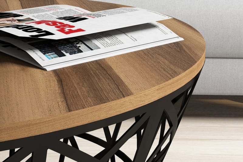 Hovdane Soffbord 90 cm Runt Avsmalnande - Valnötsbrun/Svart - Möbler - Bord & matgrupper - Soffbord