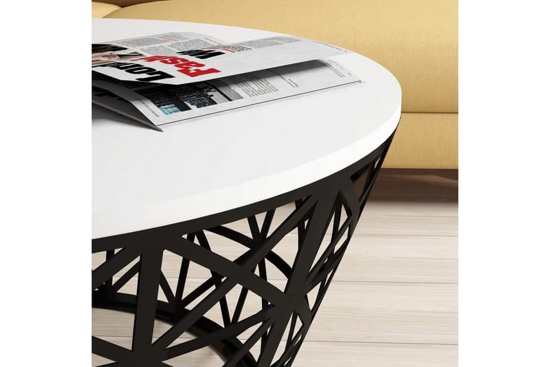 Hovdane Soffbord 90 cm Runt Avsmalnande - Vit/Svart - Möbler - Bord & matgrupper - Soffbord