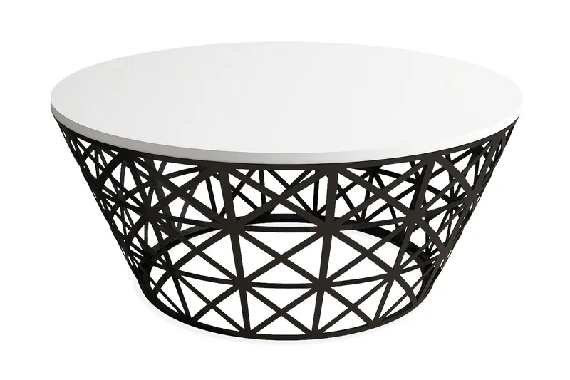 Hovdane Soffbord 90 cm Runt Avsmalnande, Vit/Svart