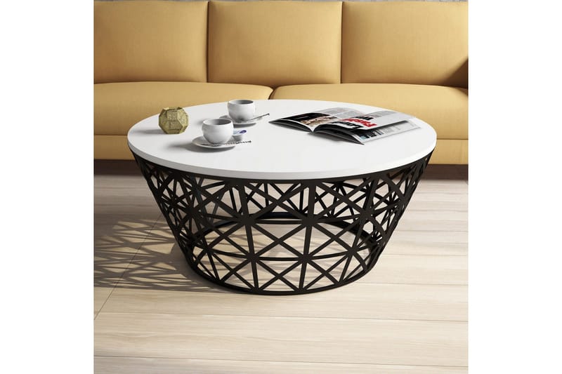 Hovdane Soffbord 90 cm Runt Avsmalnande - Vit/Svart - Möbler - Bord & matgrupper - Soffbord