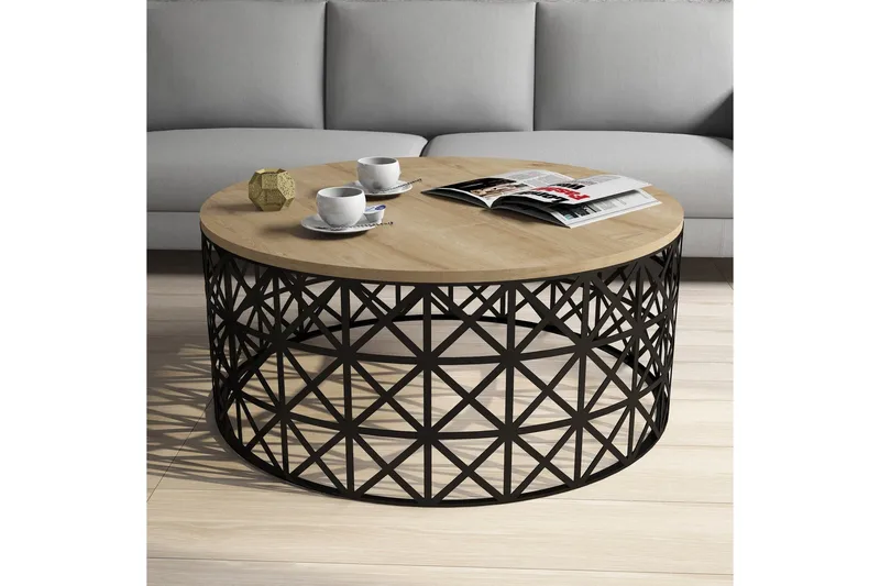 Hovdane Soffbord 90 cm Runt - Ljusbrun/Svart - Möbler - Bord & matgrupper - Soffbord