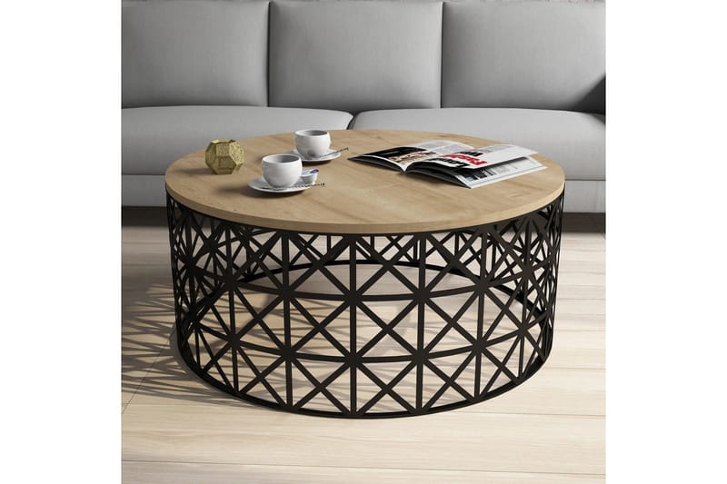 Hovdane Soffbord 90 cm Runt - Ljusbrun/Svart - Möbler - Bord & matgrupper - Soffbord