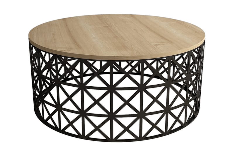 Hovdane Soffbord 90 cm Runt, Ljusbrun/Svart