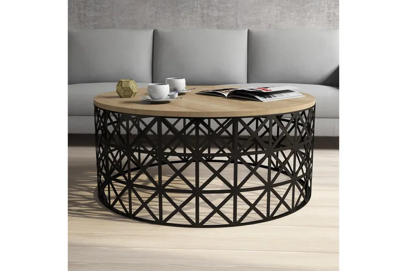 Hovdane Soffbord 90 cm Runt - Ljusbrun/Svart - Möbler - Bord & matgrupper - Soffbord