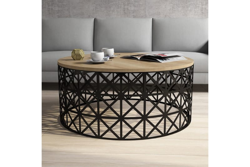 Hovdane Soffbord 90 cm Runt - Ljusbrun/Svart - Möbler - Bord & matgrupper - Soffbord
