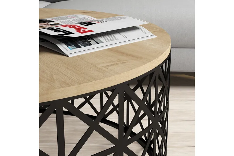 Hovdane Soffbord 90 cm Runt - Ljusbrun/Svart - Möbler - Bord & matgrupper - Soffbord