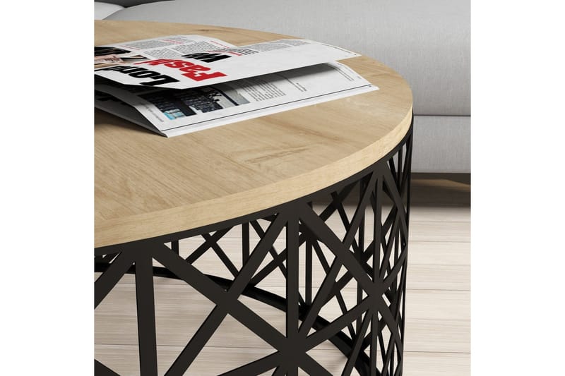 Hovdane Soffbord 90 cm Runt - Ljusbrun/Svart - Möbler - Bord & matgrupper - Soffbord