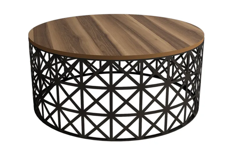 Hovdane Soffbord 90 cm Runt, Valnötsbrun/Svart