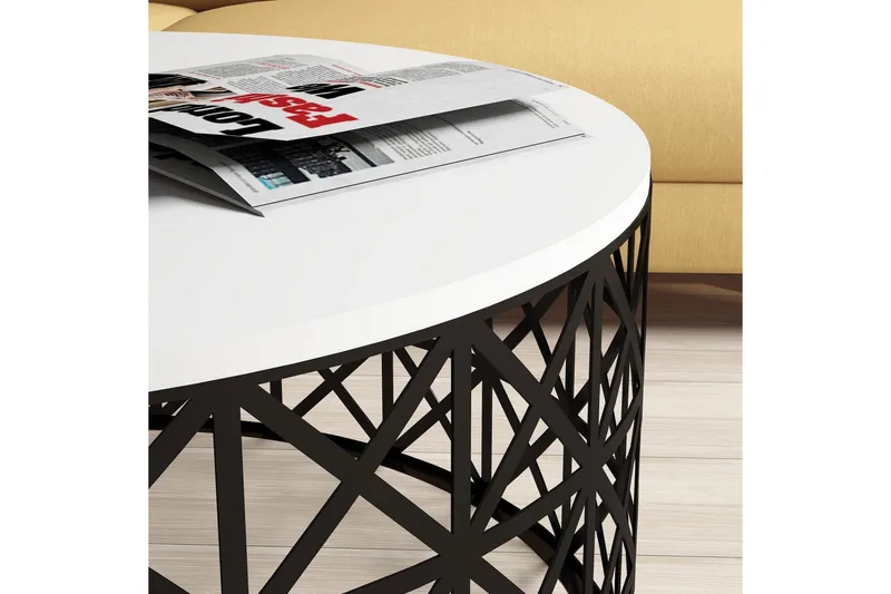 Hovdane Soffbord 90 cm Runt - Vit/Svart - Möbler - Bord & matgrupper - Soffbord