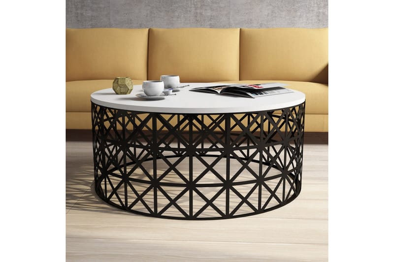 Hovdane Soffbord 90 cm Runt - Vit/Svart - Möbler - Bord & matgrupper - Soffbord