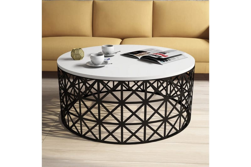 Hovdane Soffbord 90 cm Runt - Vit/Svart - Möbler - Bord & matgrupper - Soffbord