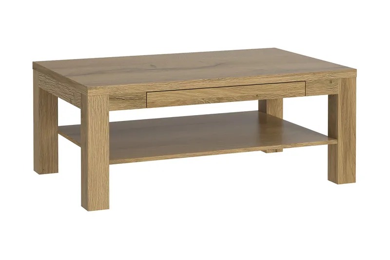 Hovencamp Soffbord 110 cm med Förvaring Hylla, Brun