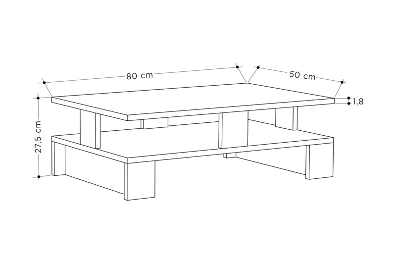 Huesca Soffbord 80x27,5x80 cm - Grå - Möbler - Bord & matgrupper - Soffbord