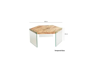 Huven 80 cm Hexagon Soffbord med Glasben i Furu - Natur - Möbler - Bord & matgrupper - Soffbord