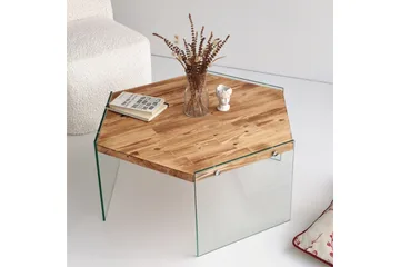 Huven 80 cm Hexagon Soffbord med Glasben i Furu - Natur - Möbler - Bord & matgrupper - Soffbord