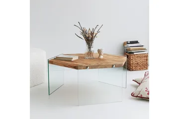 Huven 80 cm Hexagon Soffbord med Glasben i Furu - Natur - Möbler - Bord & matgrupper - Soffbord