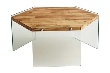 Huven 80 cm Hexagon Soffbord med Glasben i Furu - Natur - Möbler - Bord & matgrupper - Soffbord