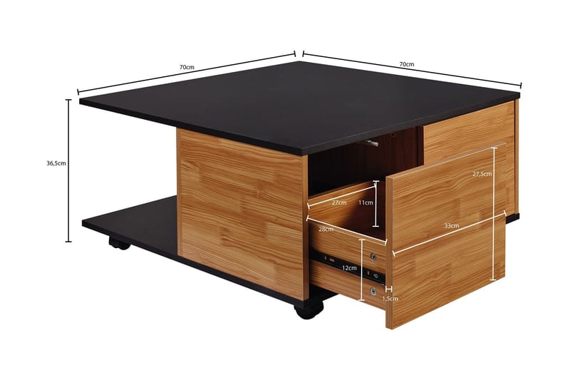 Hyland Soffbord 70 cm - Svart - Möbler - Bord & matgrupper - Soffbord - Soffbord med hjul