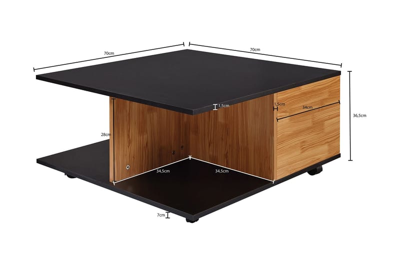 Hyland Soffbord 70 cm - Svart - Möbler - Bord & matgrupper - Soffbord - Soffbord med hjul