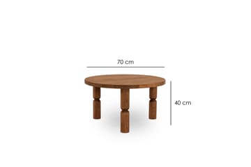 Ida 70 cm Runt Soffbord i Massivt Trä med Svarvade Ben - Brun - Möbler - Bord & matgrupper - Soffbord