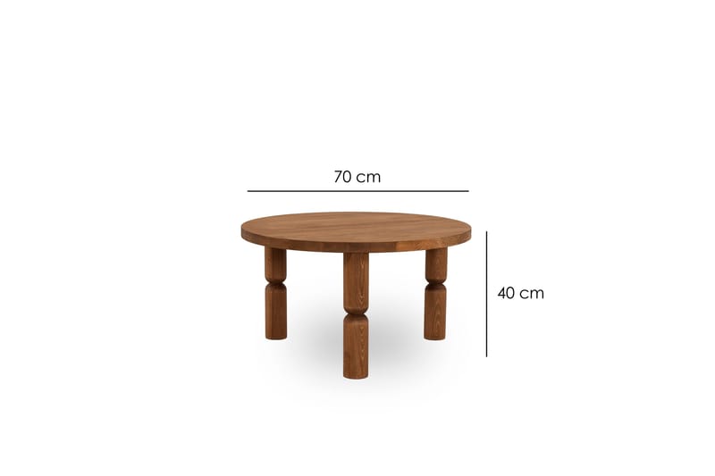 Ida 70 cm Runt Soffbord i Massivt Trä med Svarvade Ben - Brun - Möbler - Bord & matgrupper - Soffbord