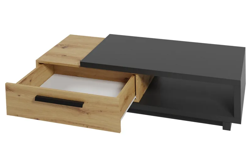 Ingram Soffbord 120 cm med Förvaring Låda + Hylla - Natur/Svart - Möbler - Bord & matgrupper - Soffbord