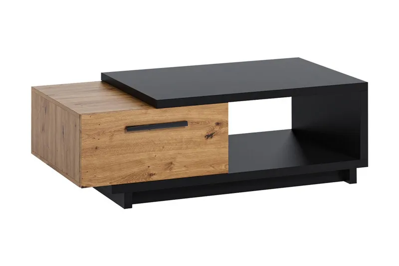 Ingram Soffbord 120 cm med Förvaring Låda + Hylla, Natur/Svart