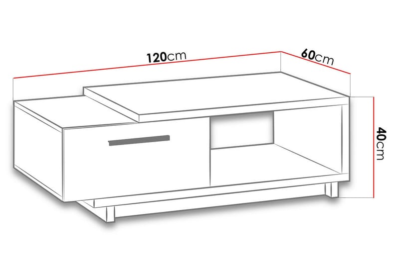 Ingram Soffbord 120 cm med Förvaring Låda + Hylla - Natur/Svart - Möbler - Bord & matgrupper - Soffbord