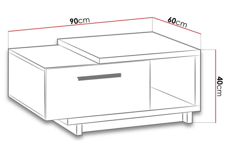 Ingram Soffbord 90 cm med Förvaring Låda + Hylla - Natur/Svart - Soffbord