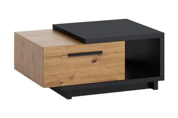 Ingram Soffbord 90 cm med Förvaring Låda + Hylla - Natur/Svart - Möbler - Bord & matgrupper - Soffbord