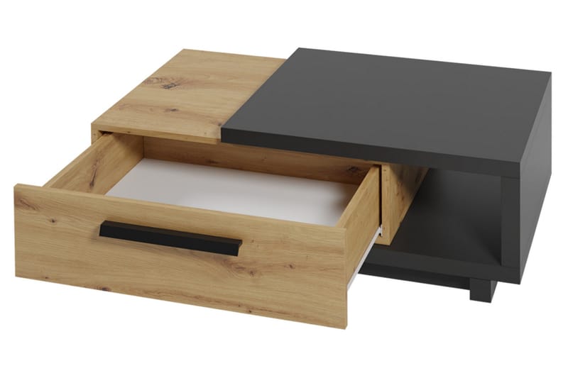 Ingram Soffbord 90 cm med Förvaring Låda + Hylla - Natur/Svart - Möbler - Bord & matgrupper - Soffbord
