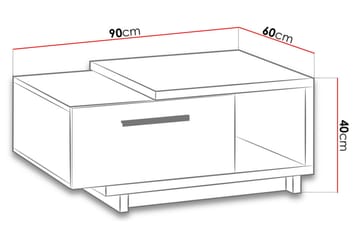 Ingram Soffbord 90 cm med Förvaring Låda + Hylla - Natur/Svart - Möbler - Bord & matgrupper - Soffbord